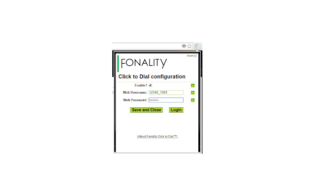 Fonality Click to Dial  from Chrome web store to be run with OffiDocs Chromium online