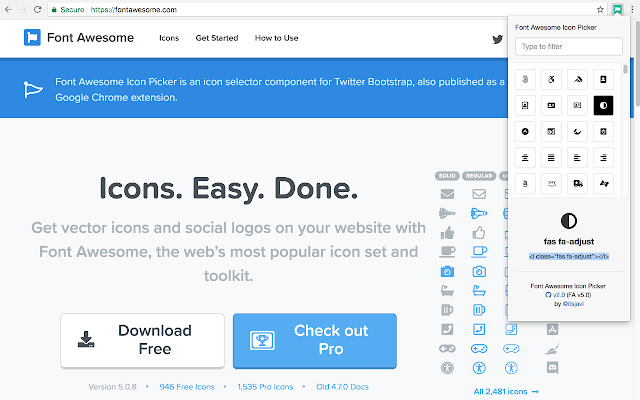 Font Awesome Icon Picker  from Chrome web store to be run with OffiDocs Chromium online