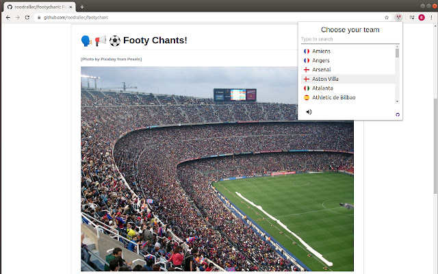 Footy Chants  from Chrome web store to be run with OffiDocs Chromium online