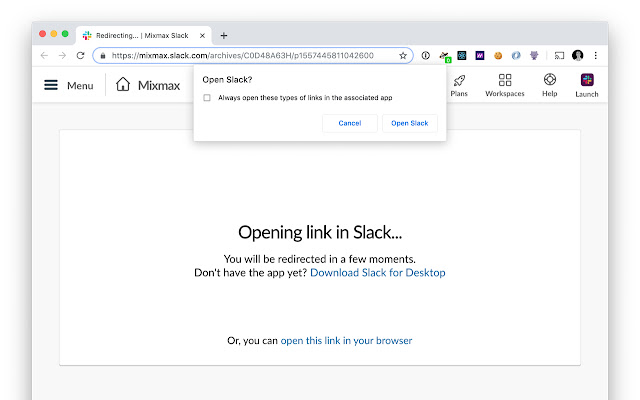 Force Slack in Browser  from Chrome web store to be run with OffiDocs Chromium online