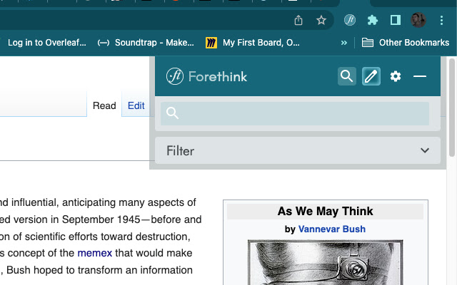 Forethink  from Chrome web store to be run with OffiDocs Chromium online