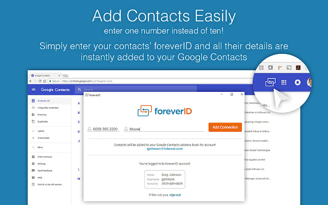 foreverID  from Chrome web store to be run with OffiDocs Chromium online