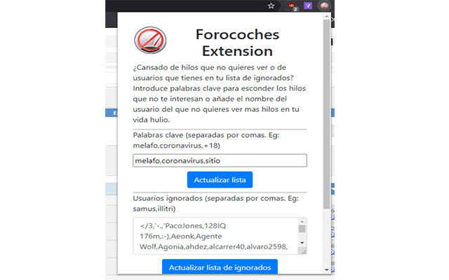 Forocoches Extension  from Chrome web store to be run with OffiDocs Chromium online