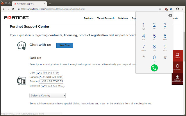 FortiVoice 点击从 Chrome 网上应用店拨号，与 OffiDocs Chromium 在线运行