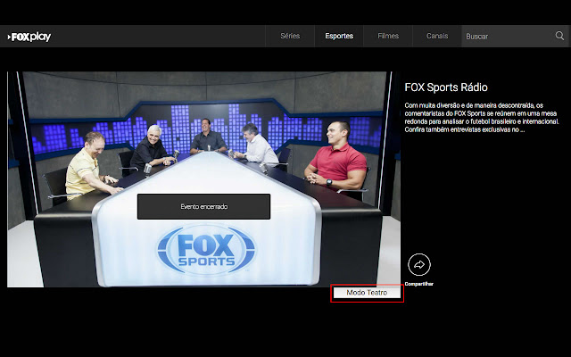 FoxPlayBrasil Modo teatro  from Chrome web store to be run with OffiDocs Chromium online