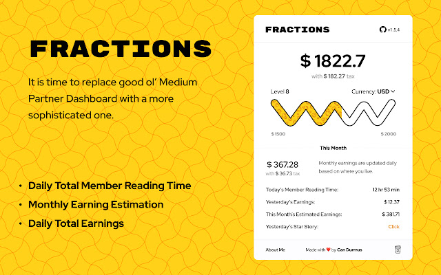 Fractions Medium Partner Dashboard  from Chrome web store to be run with OffiDocs Chromium online