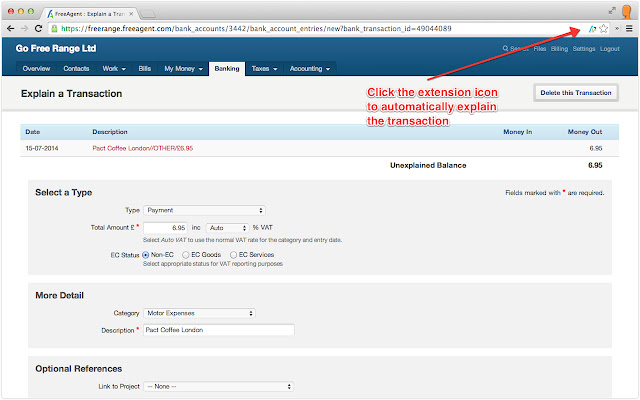 FreeAgent Transaction Explainer  from Chrome web store to be run with OffiDocs Chromium online