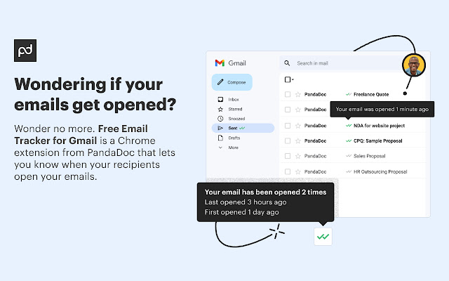 Free Email Tracker for Gmail by PandaDoc  from Chrome web store to be run with OffiDocs Chromium online