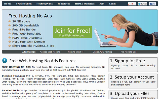 Free Hosting No Ads  from Chrome web store to be run with OffiDocs Chromium online