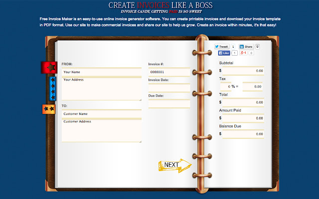 Free Invoice Generator  from Chrome web store to be run with OffiDocs Chromium online