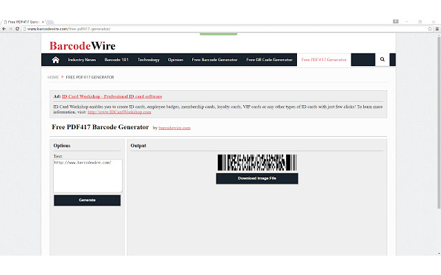 Free PDF417 Barcode Generator  from Chrome web store to be run with OffiDocs Chromium online