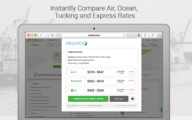 Freightos Freight Rate Calculator  from Chrome web store to be run with OffiDocs Chromium online