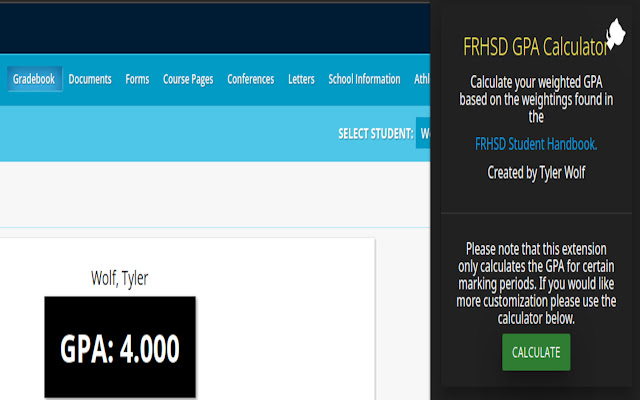 FRHSD GPA Calculator  from Chrome web store to be run with OffiDocs Chromium online