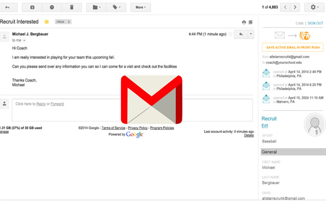 Front Rush Gmail Interactions  from Chrome web store to be run with OffiDocs Chromium online