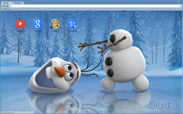 Frozen Olaf Theme HD  from Chrome web store to be run with OffiDocs Chromium online