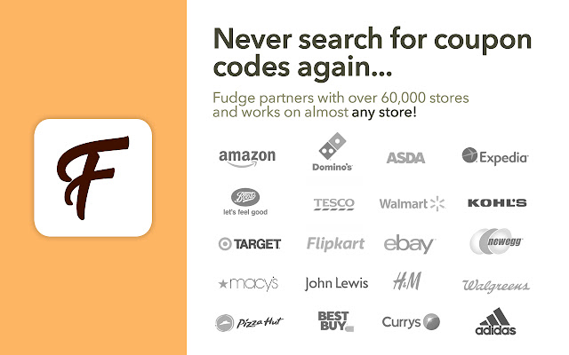 Fudge Coupons, Deals  from Chrome web store to be run with OffiDocs Chromium online