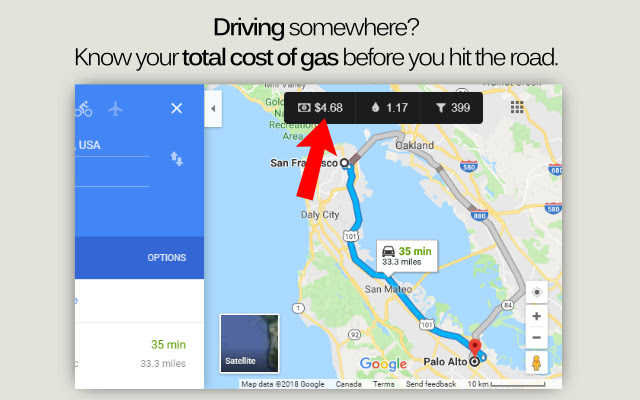 Fuel Cost for Google Maps™  from Chrome web store to be run with OffiDocs Chromium online