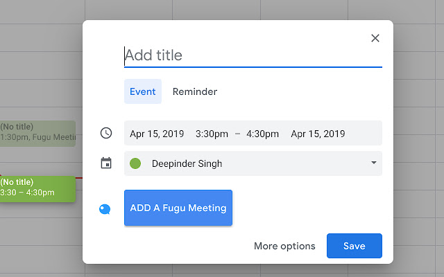 Fugu Meetings  from Chrome web store to be run with OffiDocs Chromium online