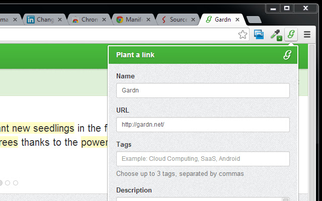 Gardn  from Chrome web store to be run with OffiDocs Chromium online