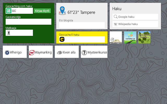 Geocaching new tab page (Finnish)  from Chrome web store to be run with OffiDocs Chromium online