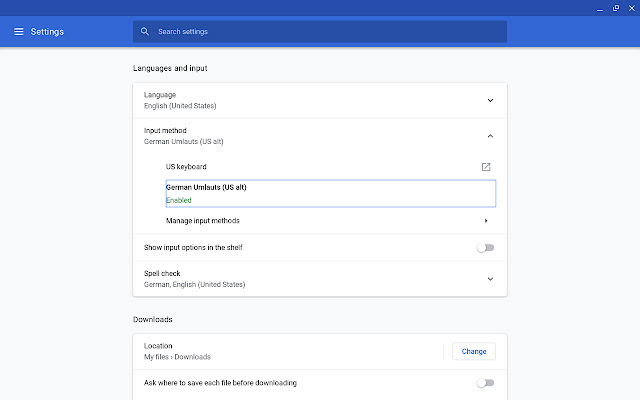 German Umlauts (US alt)  from Chrome web store to be run with OffiDocs Chromium online