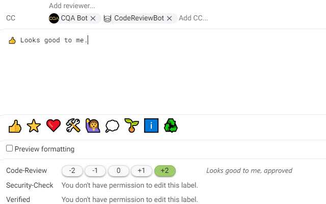 Gerrit Emoji  from Chrome web store to be run with OffiDocs Chromium online