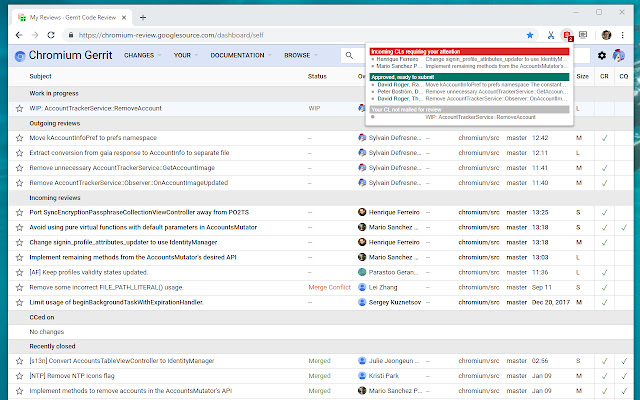 Gerrit Monitor  from Chrome web store to be run with OffiDocs Chromium online