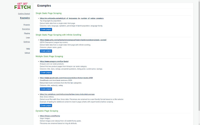 get set, Fetch! web scraper  from Chrome web store to be run with OffiDocs Chromium online