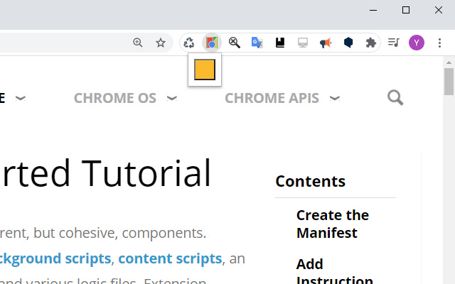 Getting Started Example  from Chrome web store to be run with OffiDocs Chromium online