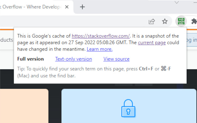 Get Webcache Info  from Chrome web store to be run with OffiDocs Chromium online