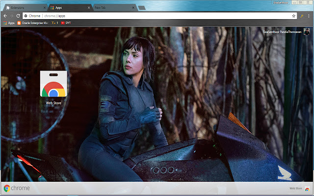 Ghost in the Shell Scarlett Johansson na rowerze ze sklepu internetowego Chrome będzie działać z OffiDocs Chromium online