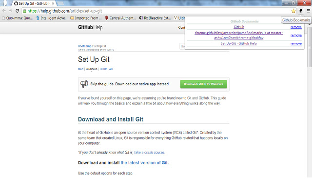 Github Bookmarks  from Chrome web store to be run with OffiDocs Chromium online