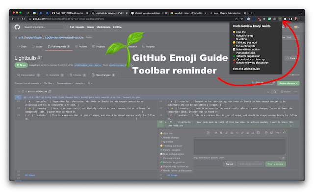 GitHub Code Review Emoji Guide  from Chrome web store to be run with OffiDocs Chromium online