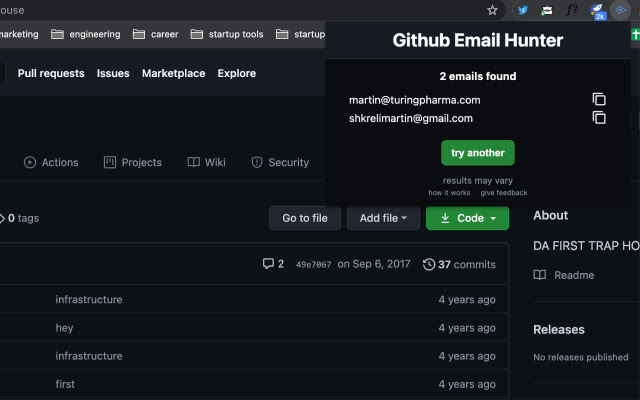 github email hunter  from Chrome web store to be run with OffiDocs Chromium online