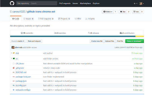 Github Icons Extension  from Chrome web store to be run with OffiDocs Chromium online