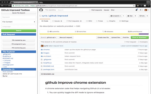 Github Improved  from Chrome web store to be run with OffiDocs Chromium online