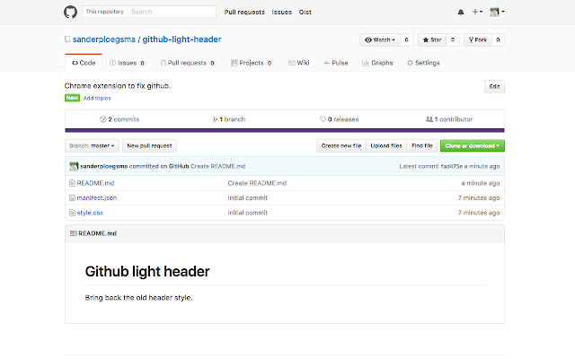 Github light header  from Chrome web store to be run with OffiDocs Chromium online