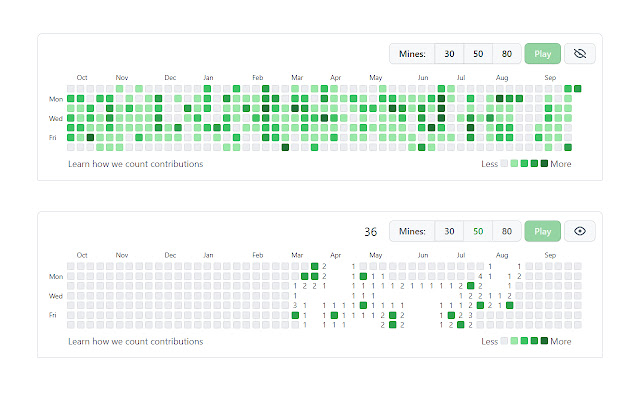 GitHub Minesweeper  from Chrome web store to be run with OffiDocs Chromium online