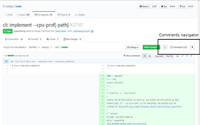 GitHub Pull Request Comments Navigator  from Chrome web store to be run with OffiDocs Chromium online