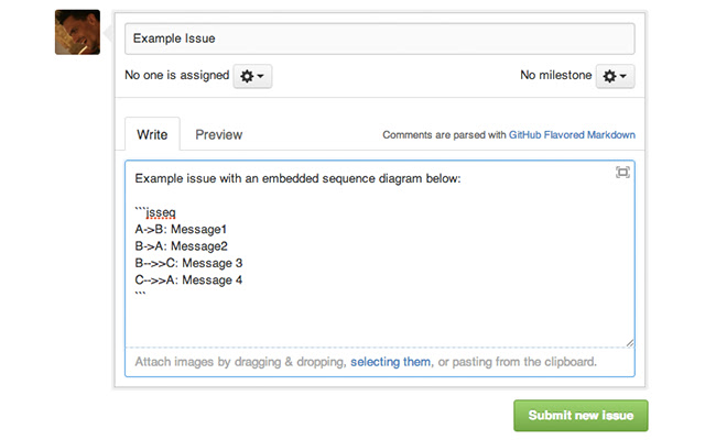 Github Sequence Diagrams  from Chrome web store to be run with OffiDocs Chromium online