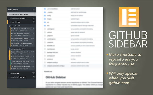 Github Sidebar  from Chrome web store to be run with OffiDocs Chromium online