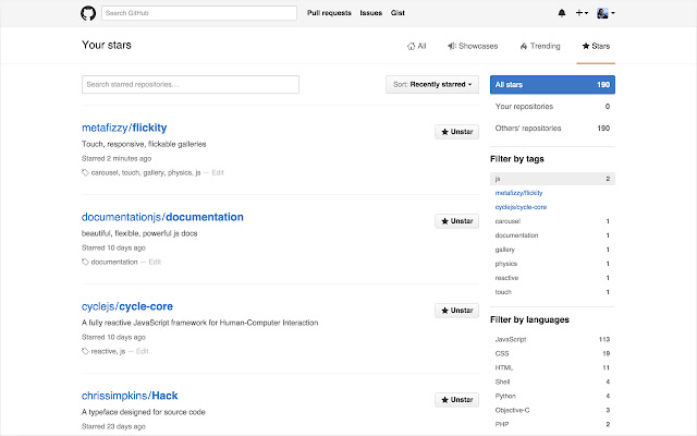 GitHub Stars Tagger  from Chrome web store to be run with OffiDocs Chromium online