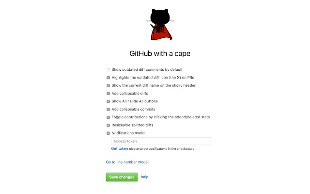 GitHub with a cape  from Chrome web store to be run with OffiDocs Chromium online