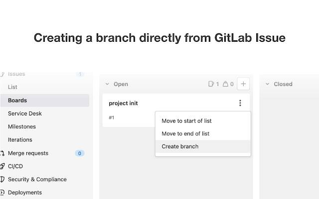 GitLab Branch Creator  from Chrome web store to be run with OffiDocs Chromium online