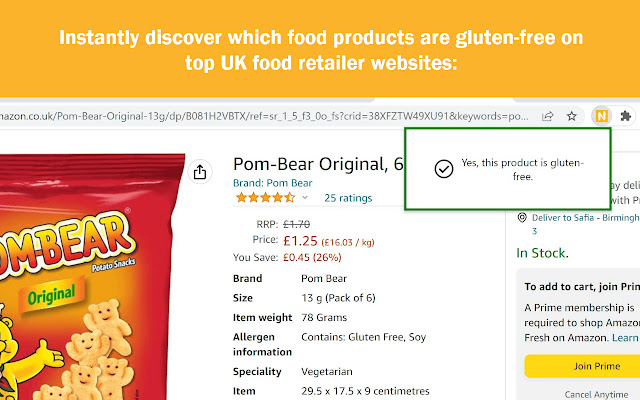Gluten Free Detector (UK)  from Chrome web store to be run with OffiDocs Chromium online
