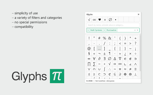 Glyphs  from Chrome web store to be run with OffiDocs Chromium online