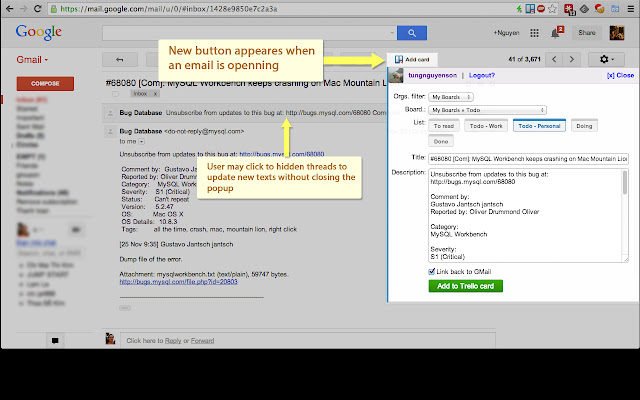 Gmail 2 Trello  from Chrome web store to be run with OffiDocs Chromium online