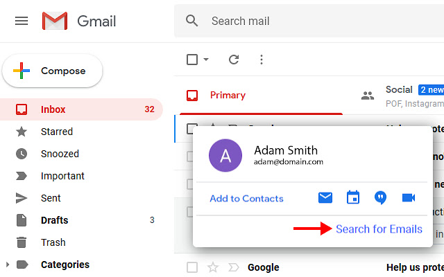 Gmail Emails for Contact  from Chrome web store to be run with OffiDocs Chromium online