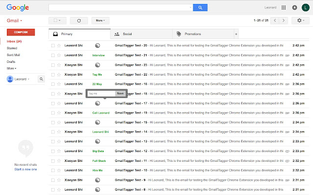 Gmail Tagger  from Chrome web store to be run with OffiDocs Chromium online