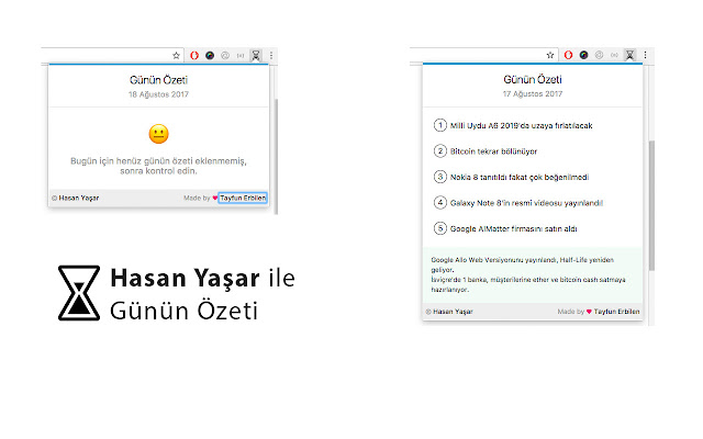 Günün Özeti  from Chrome web store to be run with OffiDocs Chromium online